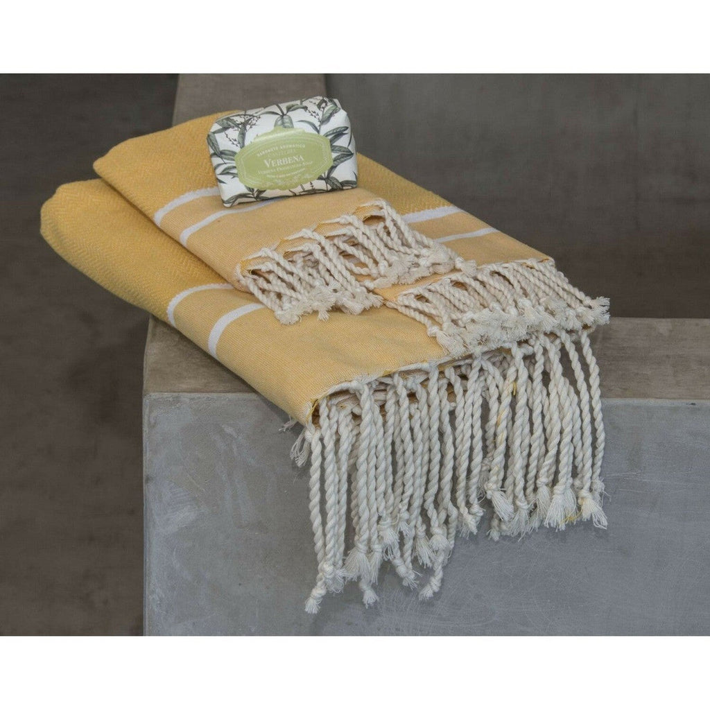 Stockholm - Foutas de Baño (1 Grande y 2 Pequeñas) - Amarillo Azafrán/Blanco