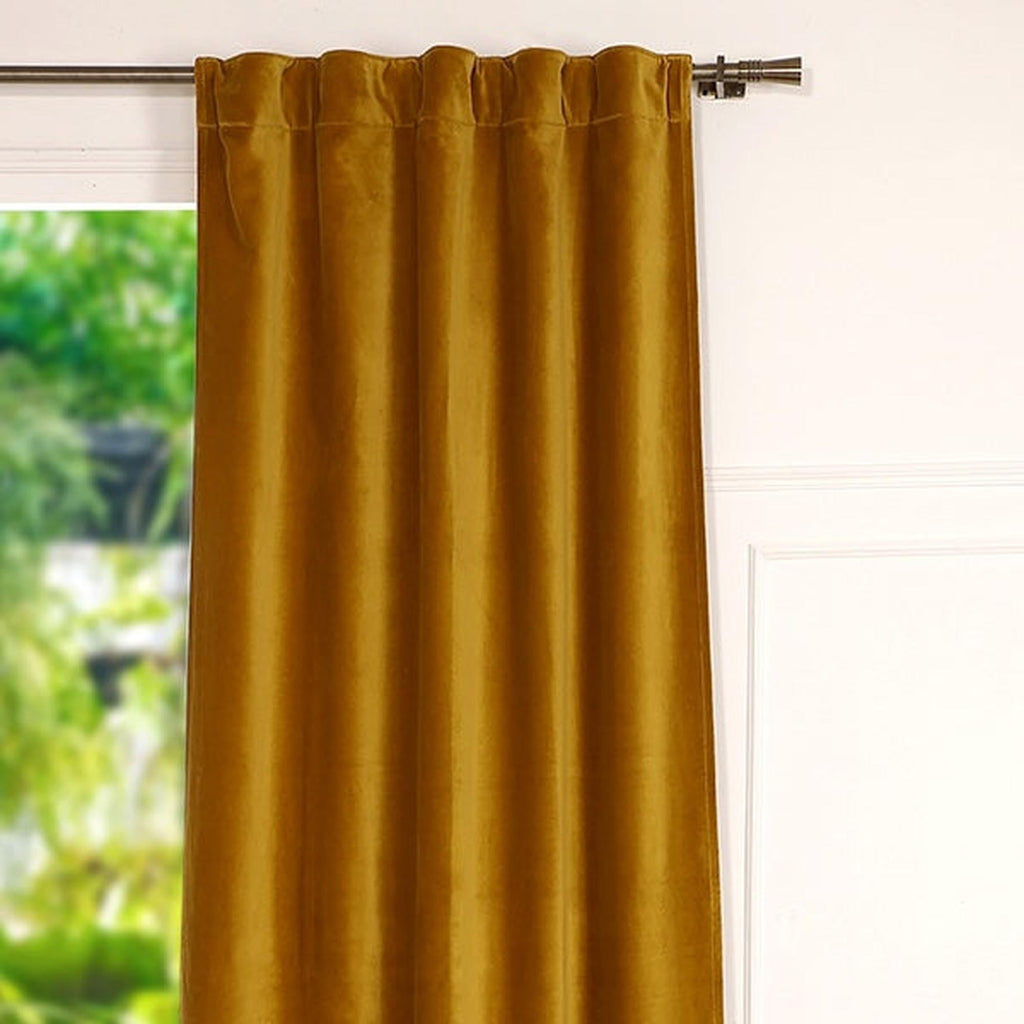 Velvet - Cortina Con Trabillas - Terciopelo De Algodón - Amarillo Mostaza
