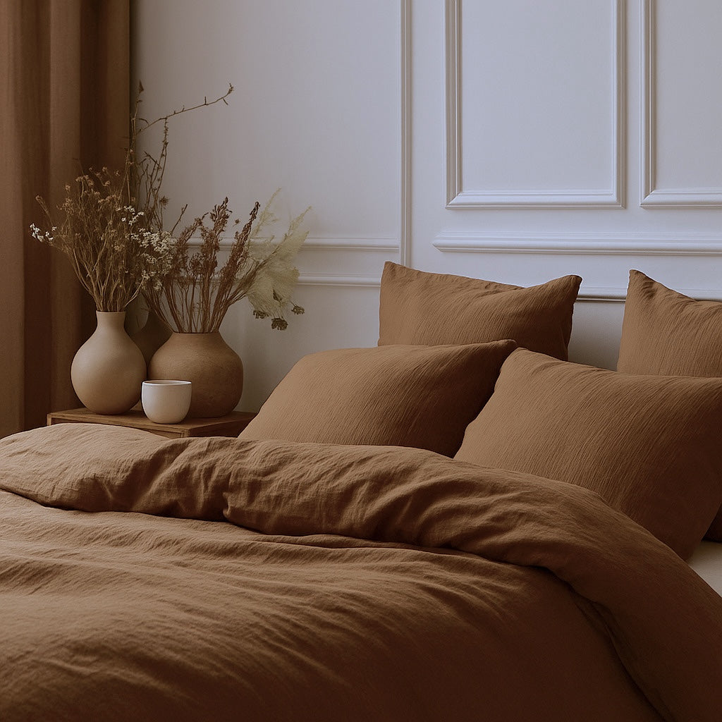 Carla - Pillowcase (X2) - Cotton Gauze - Hazelnut