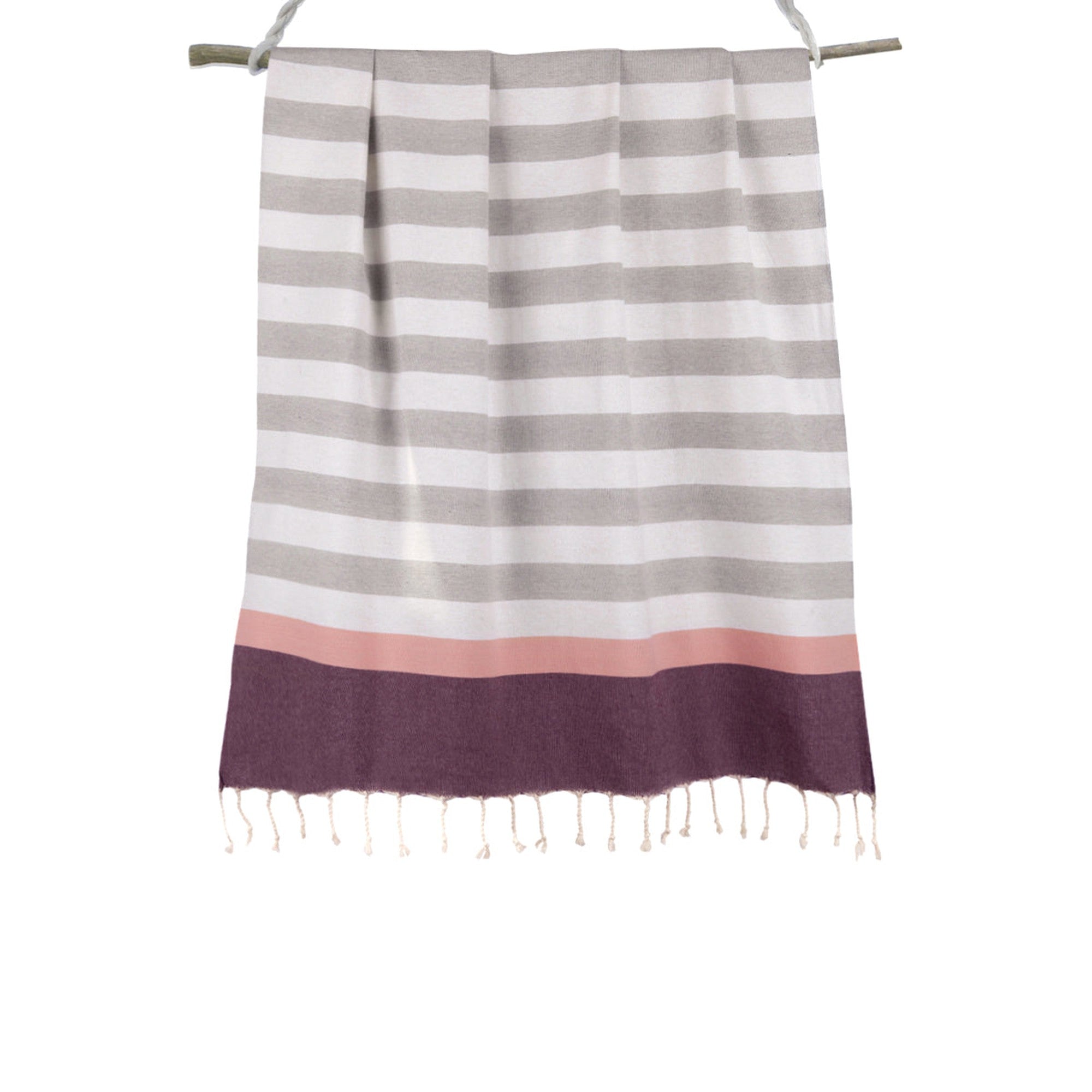 Arcachon - Fouta Tricolore - Gris/Rosa/Ciruela