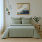 Gaia - Housse De Couette - Satin Lavé De Coton Bio - Vert Céladon