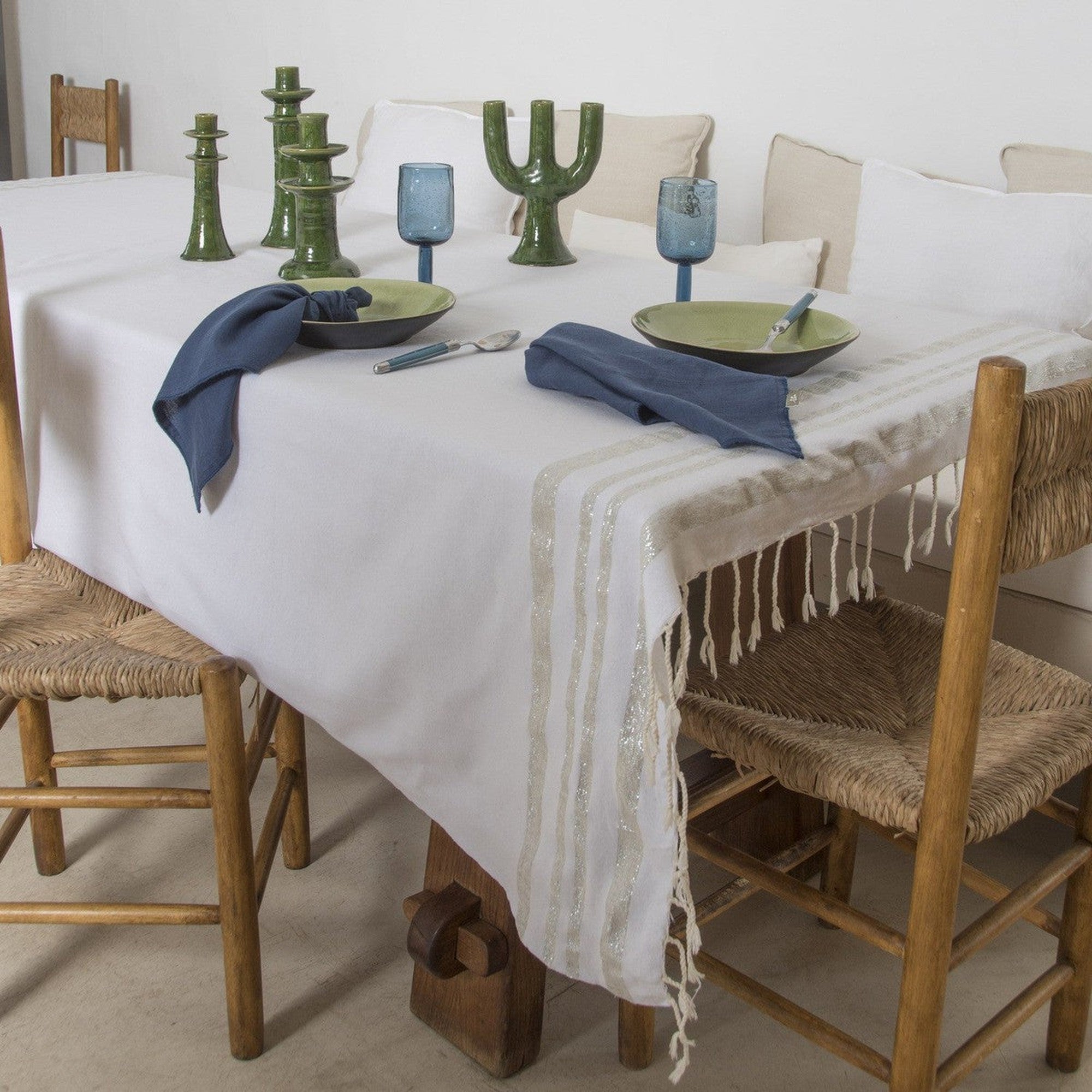 Hamptons - Mantel - Blanco/Plata