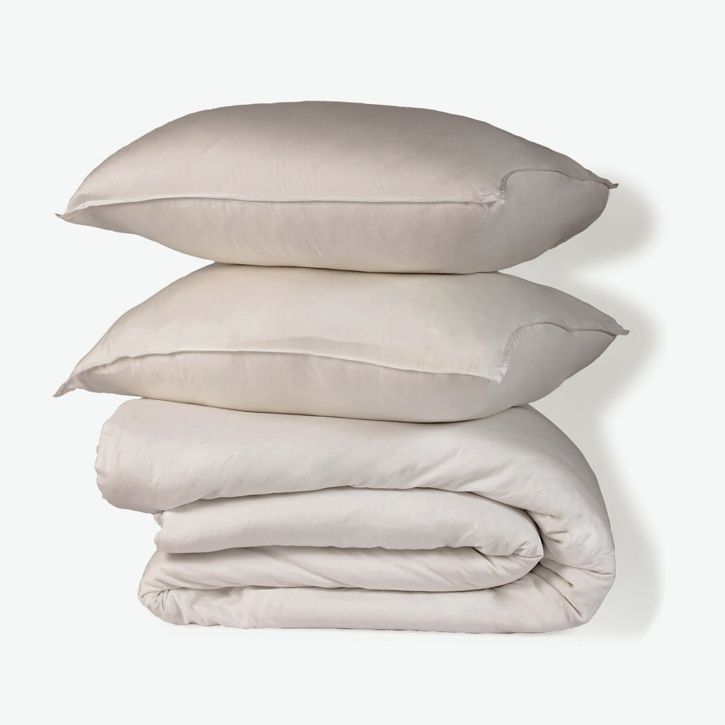 Gaia - Parure + Taies - Coton Bio & Lyocell - Grège
