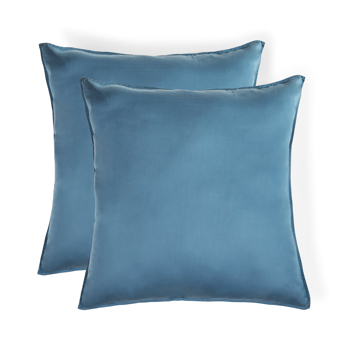 Gaia - Set de 2 Fundas de Almohada - Algodón Orgánico y Lyocell - Azul Tormenta