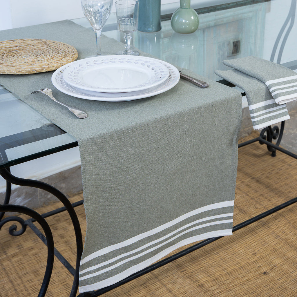 Mahdia - Table Runner - Olive Green