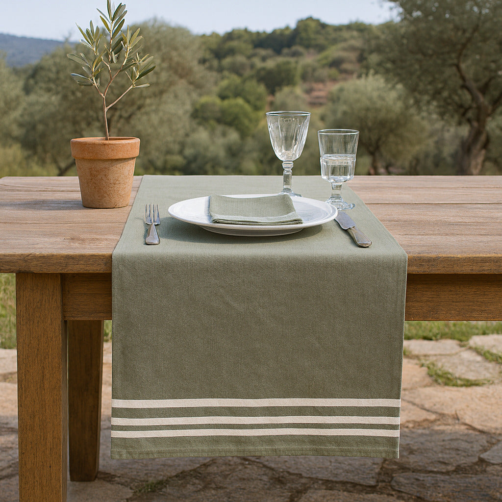 Mahdia - Table Runner - Olive Green