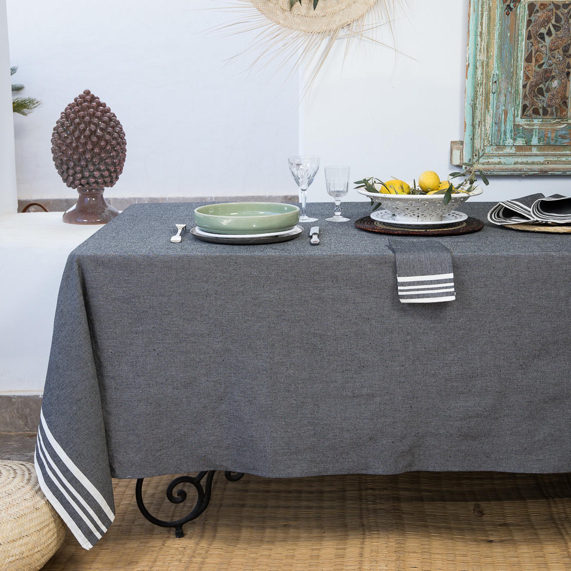 Mahdia - Mantel + 8 Servilletas - Negro