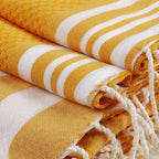 Hamptons - Foutas De Baño (1 Grande Y 2 Pequeñas) - Amarillo Azafrán/Blanco