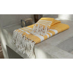 Hamptons - Foutas De Baño (1 Grande Y 2 Pequeñas) - Amarillo Azafrán/Blanco