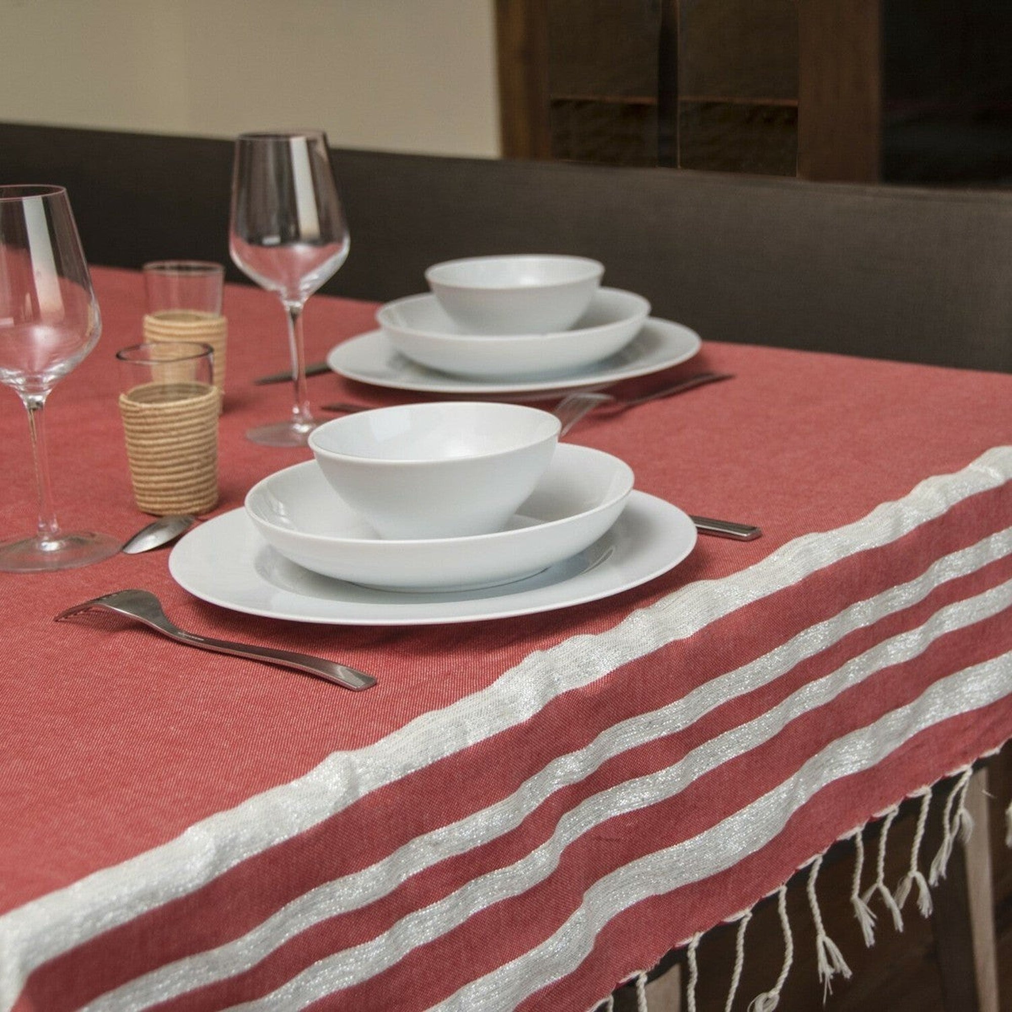 Hamptons - Mantel - Rojo/Plata