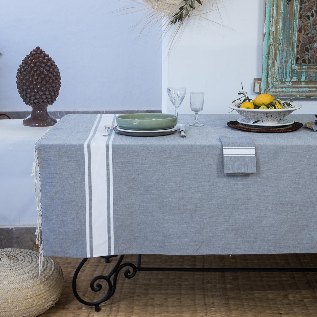 St Tropez - Tablecloth - Cotton - Medium Grey