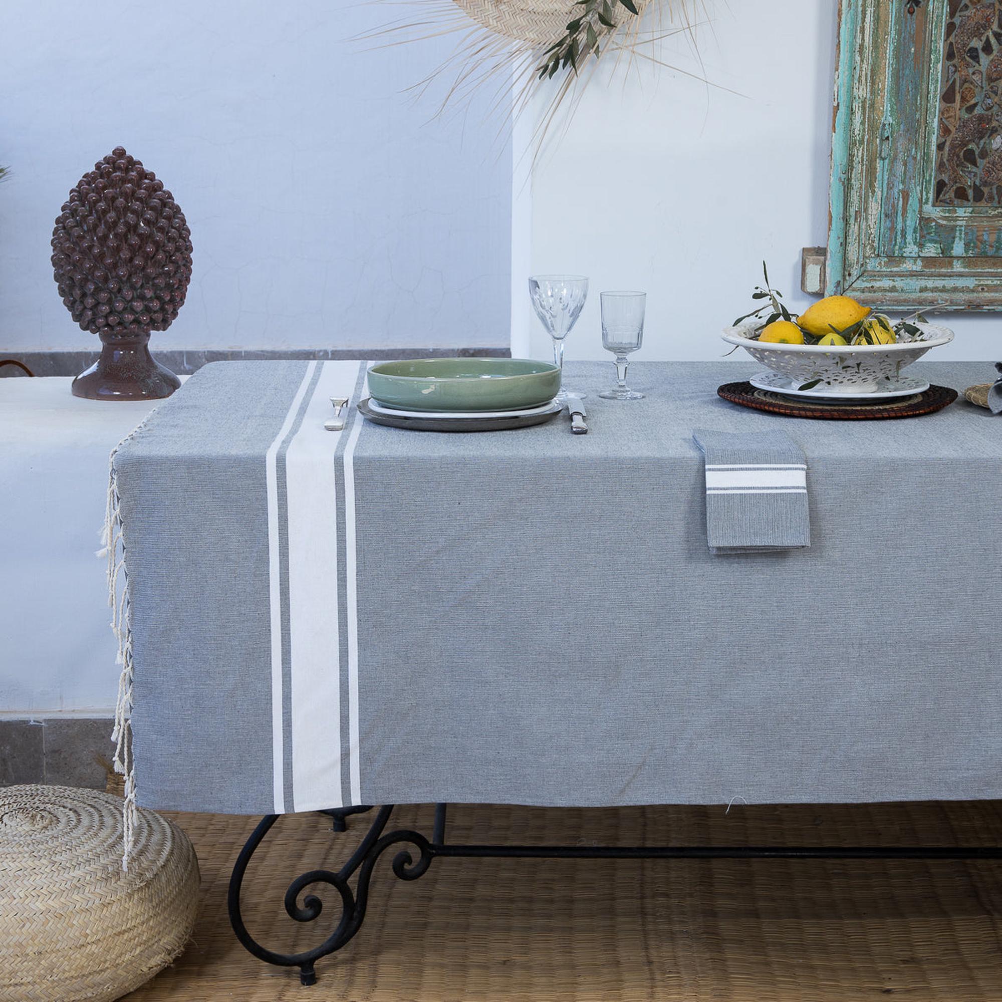 St Tropez - Tablecloth - Cotton - Medium Grey