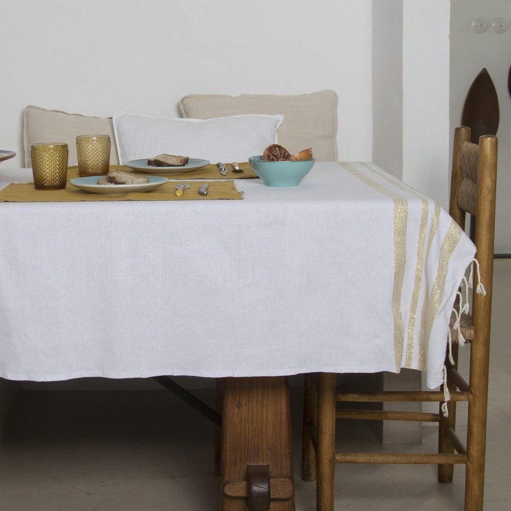 Hamptons - Tablecloth - White/Gold