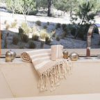 Hamptons - Foutas de Baño (1 Grande y 2 Pequeñas) - Beige/Blanco