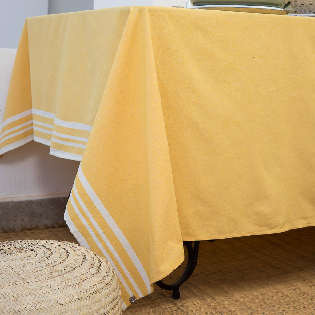 Mahdia - Mantel + 8 Servilletas - Amarillo Mostaza