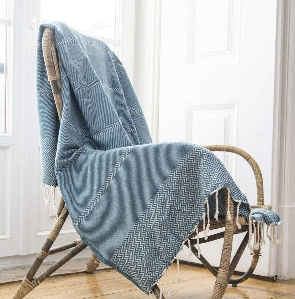 Oslo - Throw - Cotton - Petrol Blue