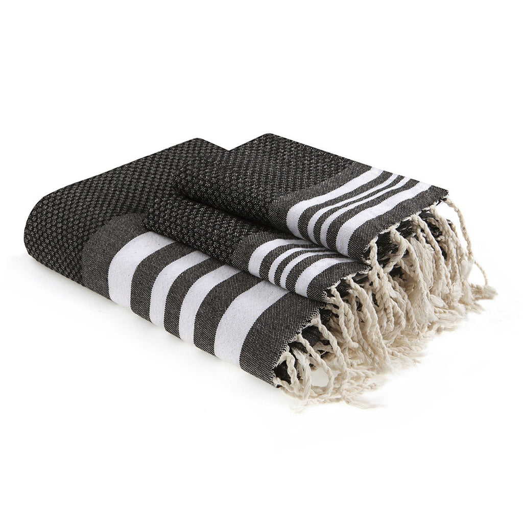Hamptons - Foutas de Baño (1 Grande y 2 Pequeñas) - Negro/Blanco