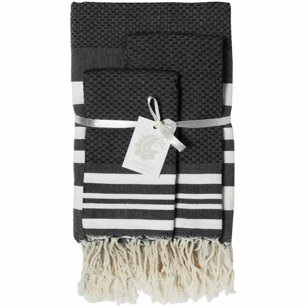 Hamptons - Foutas de Baño (1 Grande y 2 Pequeñas) - Negro/Blanco