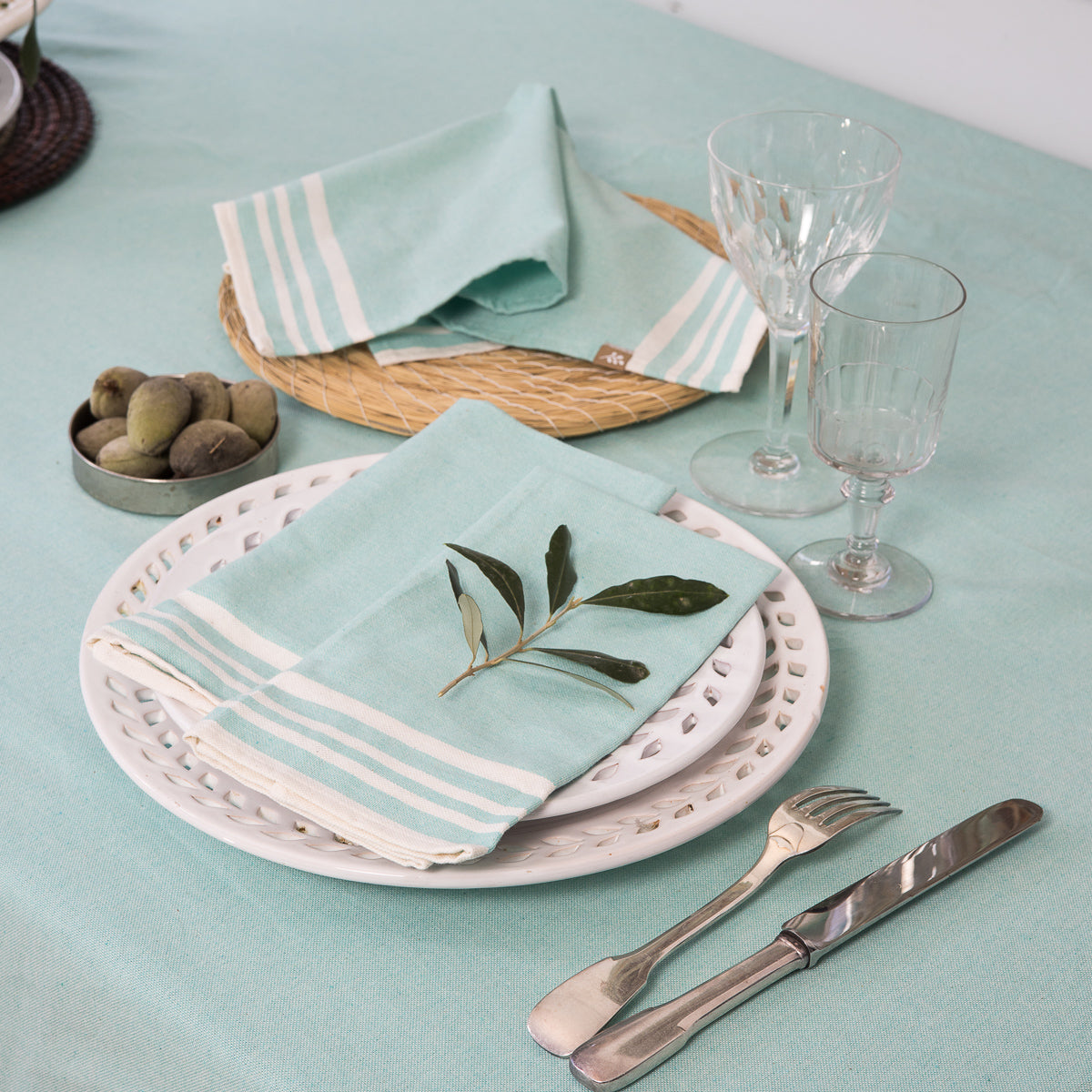 Mahdia - Set of 4 Napkins - Water Green