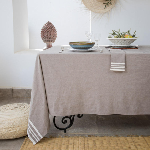 Mahdia - Tablecloth + 10 Napkins - Taupe