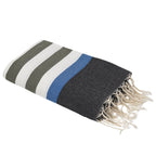 Arcachon - Fouta Tricolore - Khaki Green/Black/Blue