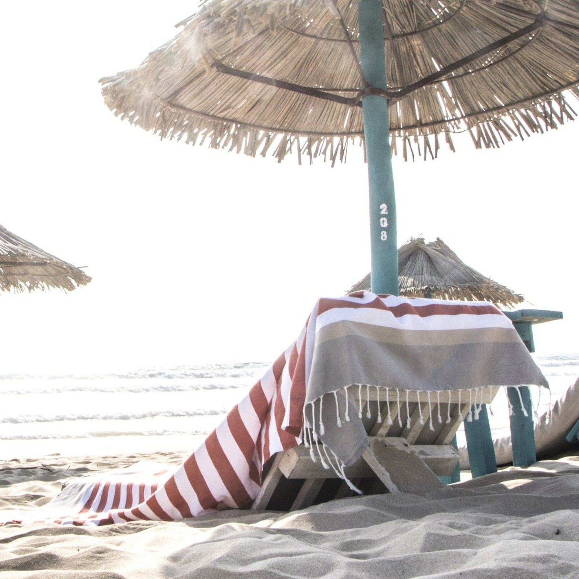 Arcachon - Fouta Tricolore - Terracota/Taupe claro