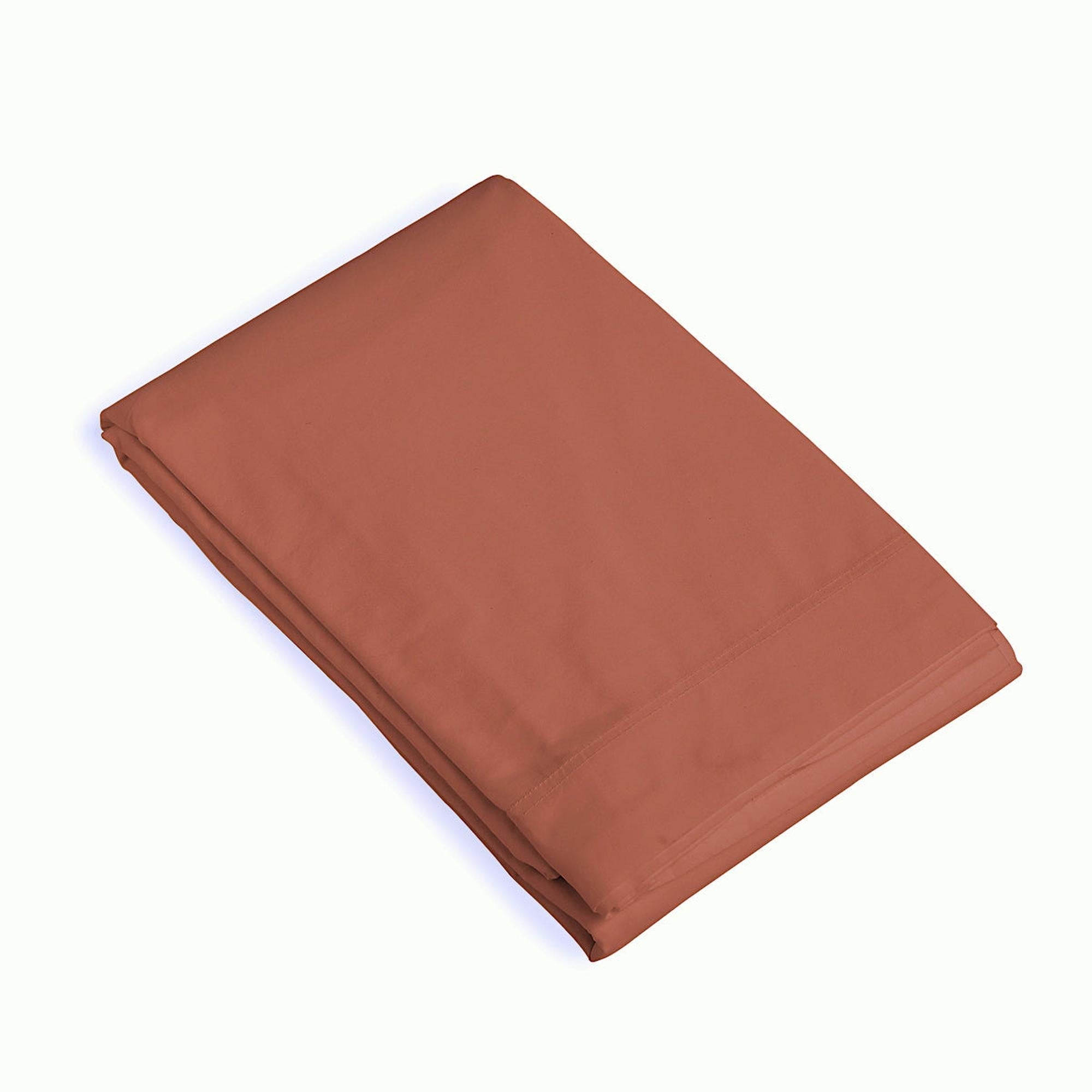 Nina - Drap Plat - Percale De Coton - Rouge Toscane