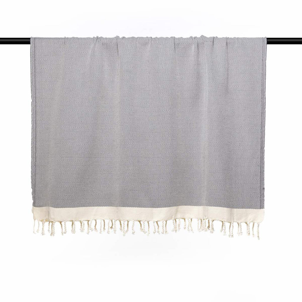 Courchevel - Throw - Cotton - Medium Grey/Ecru