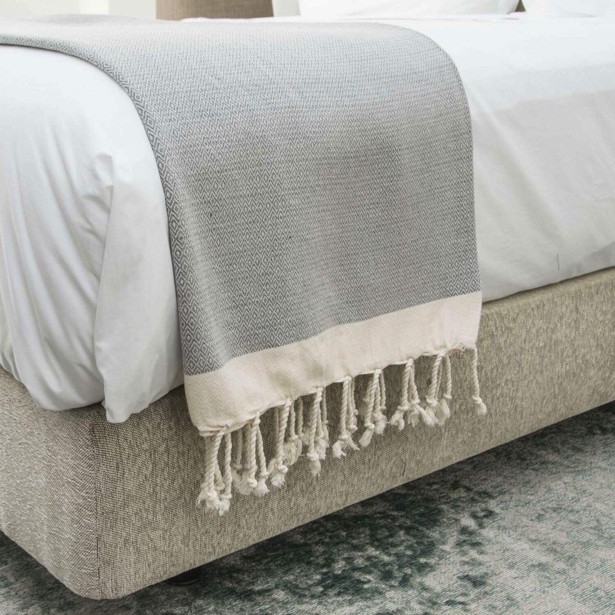 Courchevel - Throw - Cotton - Medium Grey/Ecru