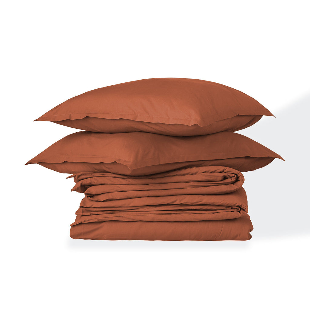 Nina - Bedding Set + Pillowcases - Cotton Percale - Tuscan Red