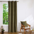 Velvet - Eyelet Curtain - Cotton Velvet - Khaki Green