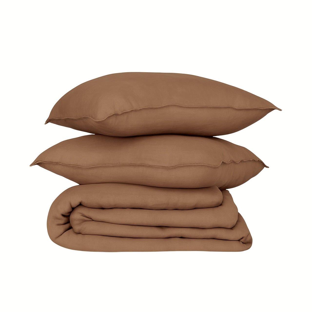 Camille - Juego De Cama + Fundas De Almohada - Lino Lavado - Avellana