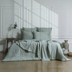 Camille - Bedding Set + Pillowcases - Washed Linen - Celadon Green