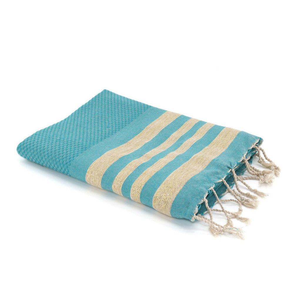 Hamptons - Fouta Honeycomb - Verde pato/Oro