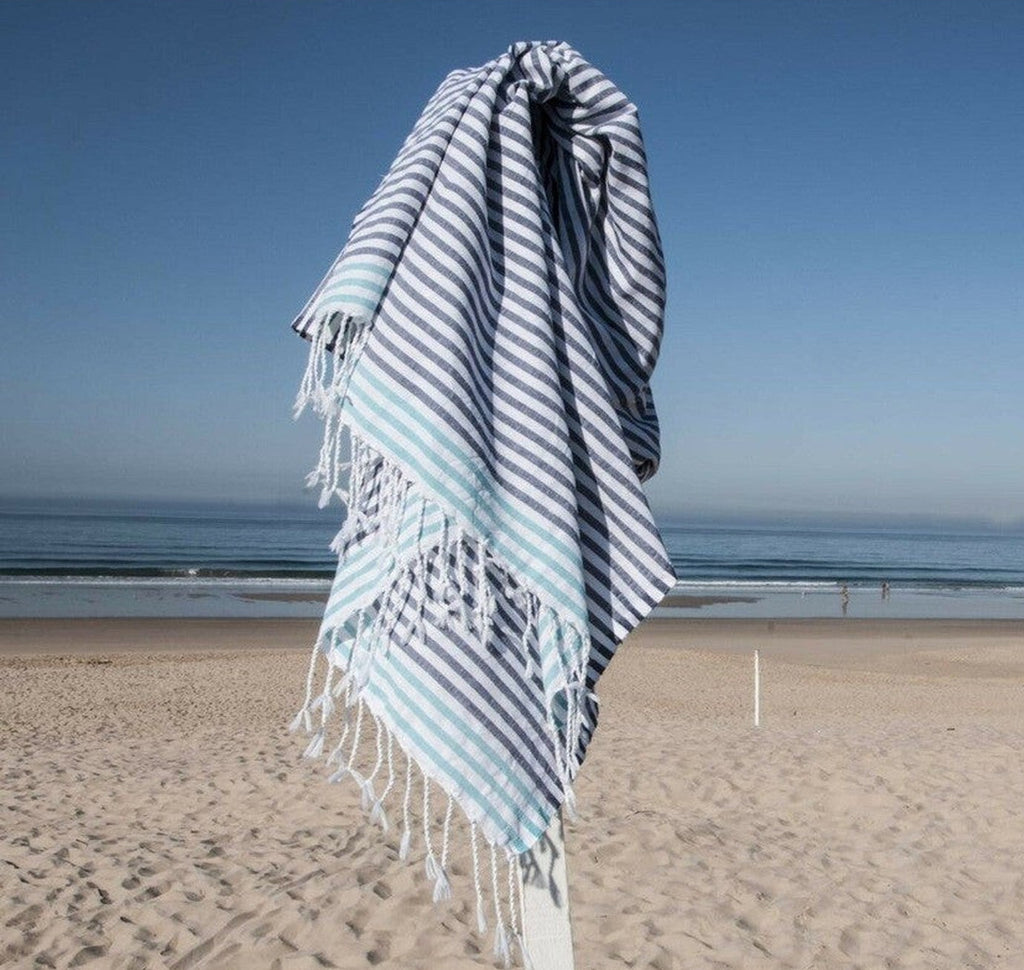 Bora Bora - Fouta Pareo - Azul Griego/Verde Turquesa