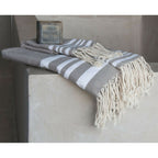Hamptons - Foutas De Bain (1 Grande Et 2 Petites) - Taupe Clair/Blanc