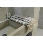 Hamptons - Foutas De Bain (1 Grande Et 2 Petites) - Taupe Clair/Blanc