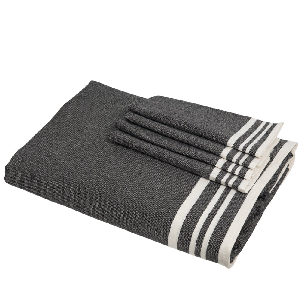 Mahdia - Nappe + 4 Serviettes - Noir