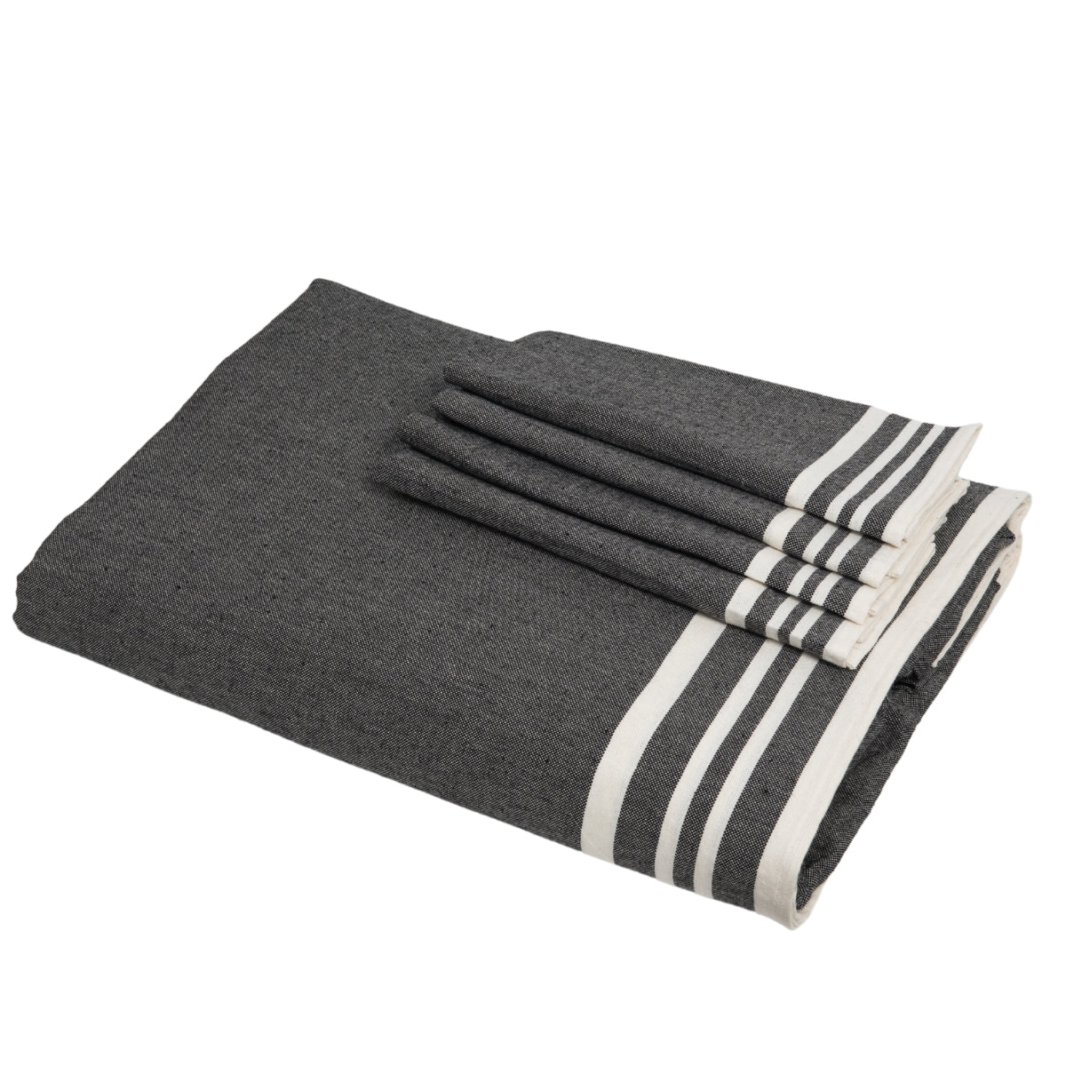 Mahdia - Nappe + 4 Serviettes - Noir