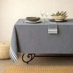 Mahdia - Nappe + 10 Serviettes - Bleu Jean
