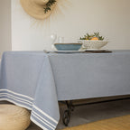 Mahdia - Nappe + 10 Serviettes - Bleu Jean