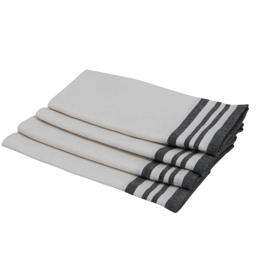 Mahdia - Lot De 4 Serviettes De Table - Blanc/Noir