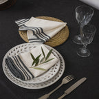 Mahdia - Lot De 4 Serviettes De Table - Blanc/Noir