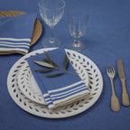 Mahdia - Nappe + 8 Serviettes - Bleu Grec