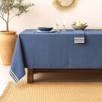 Mahdia - Nappe + 4 Serviettes - Bleu Grec