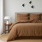Luna - Parure + Taies - Coton Lavé - Noisette