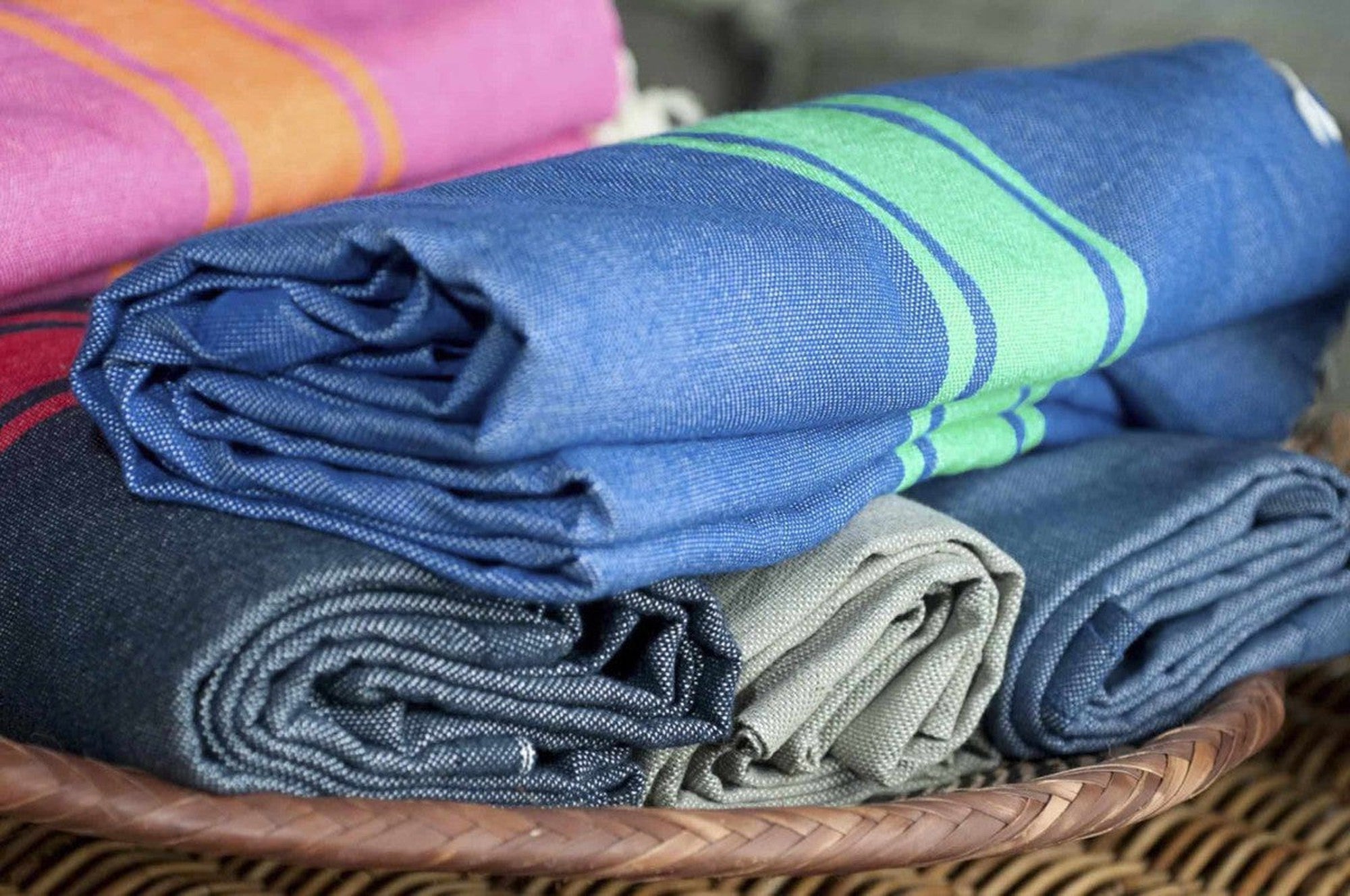 St Tropez - Fouta bicolor - Azul griego/Verde manzana