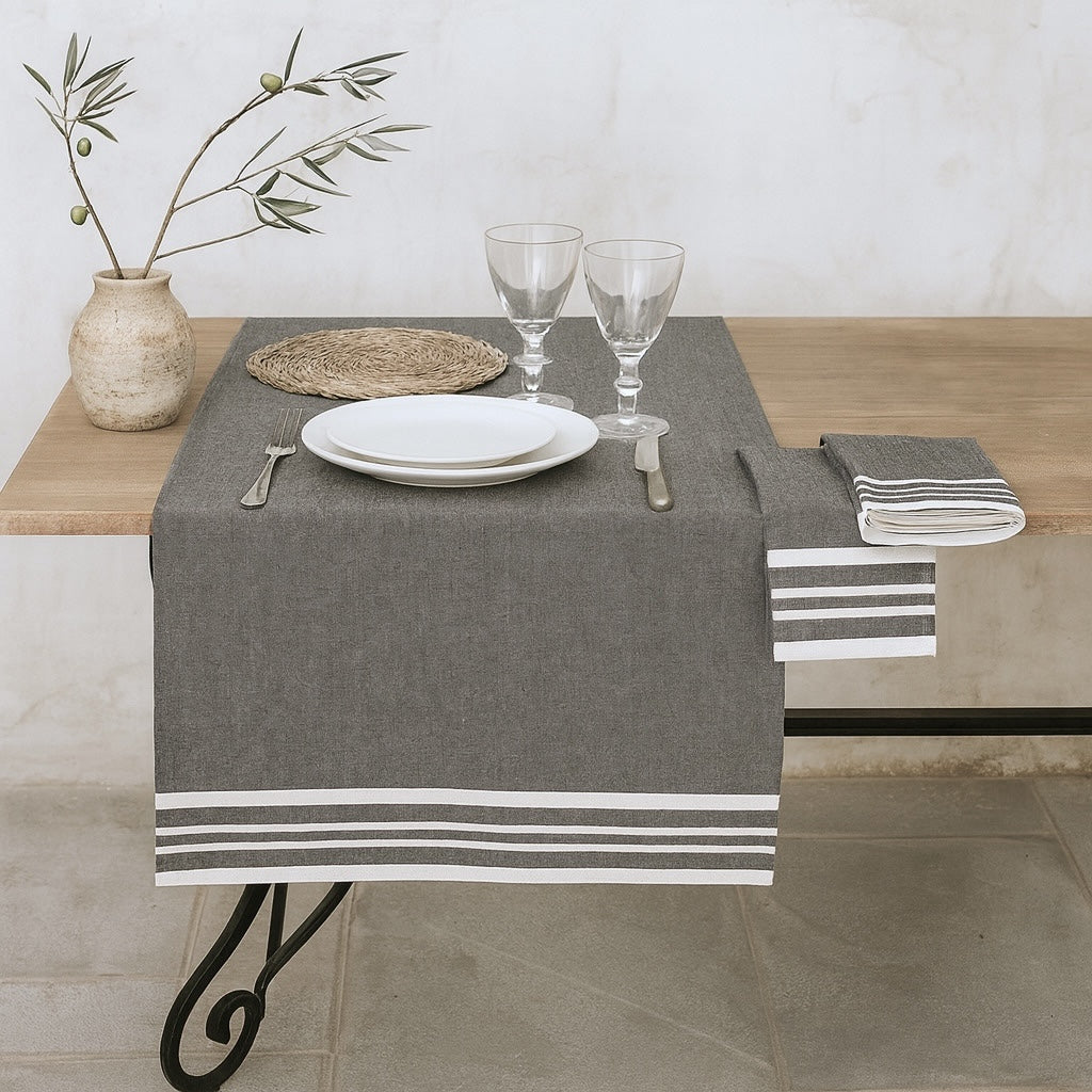 Mahdia - Table Runner - Medium Gray