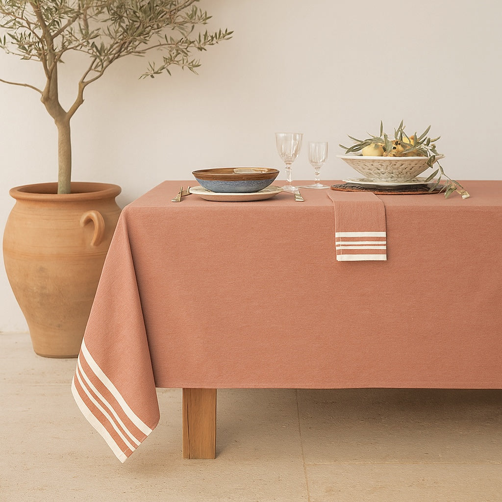 Mahdia - Parure De Table - Coton - Rose Argile