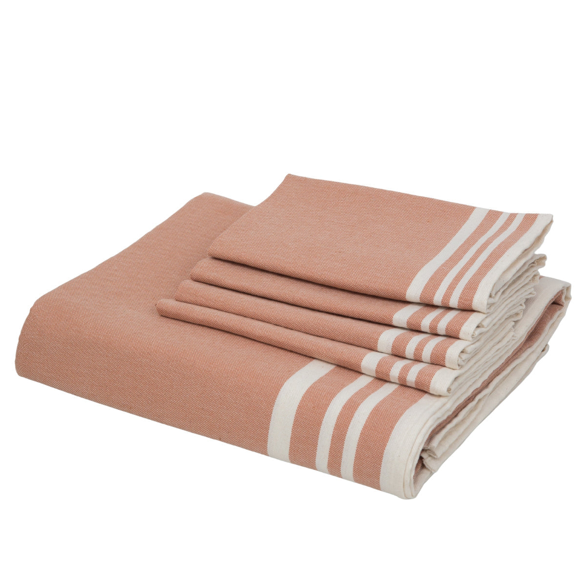 Mahdia - Nappe + 4 Serviettes - Rose Argile